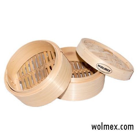 Пароварка бамбук. Wolmex 8" 3 уровня
