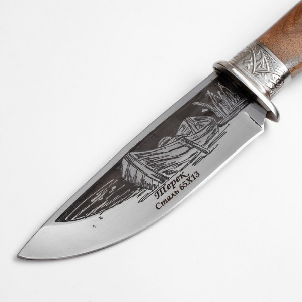 Нож "Терек" рукоять-орех,мельхиор.гарда, сталь 65*13/4935989