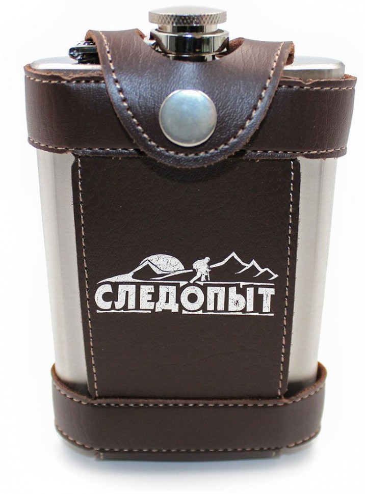 Фляжка "Следопыт"-Flage в кожаном чехле, 270 мл.